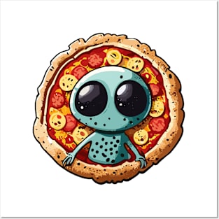 alien pizza Posters and Art